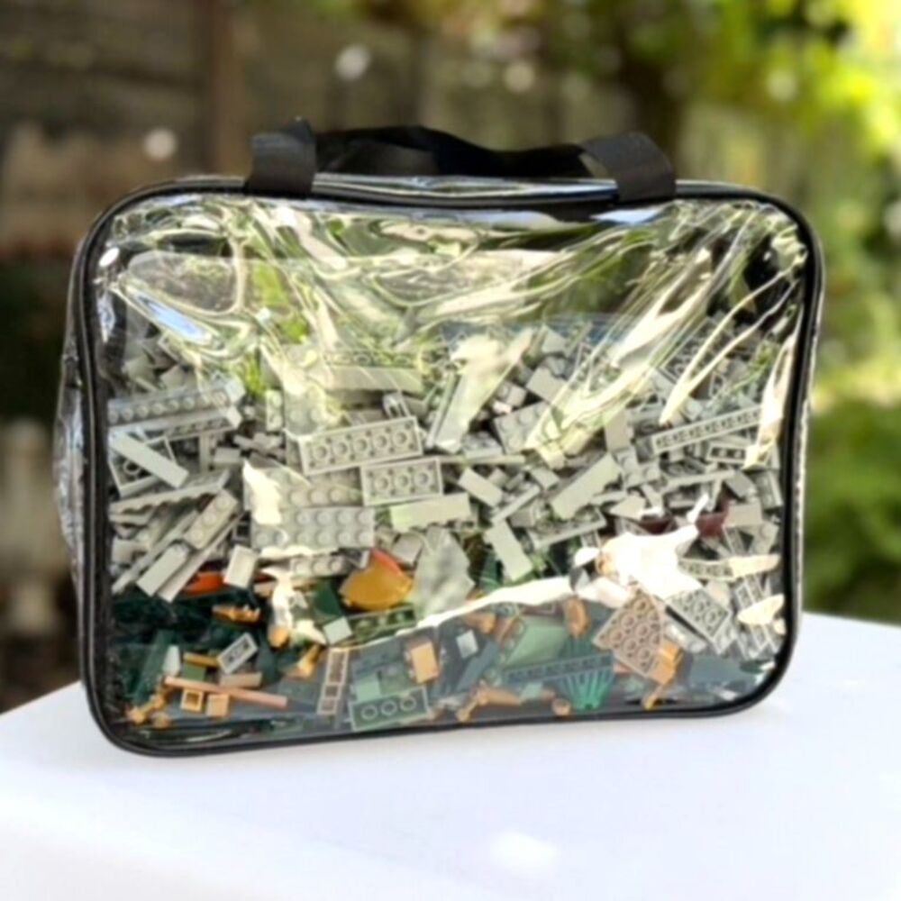 MISC Green Gold Grey LEGO Bricks In New Satchel Zip Tote 11.8"L x 3.9"W x 8.66"H